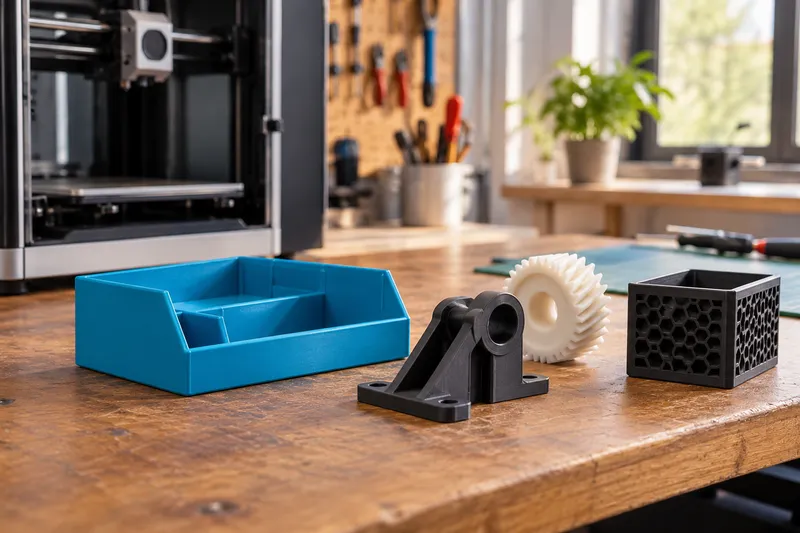 Vytištěné funkční díly a 3D tiskárna v dílně – recenze Bambu Lab PETG HF