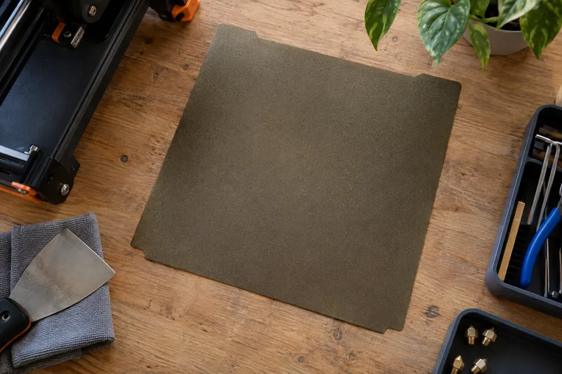 Texturovaný PEI tiskový plát z pružinové oceli pro 3D tisk.