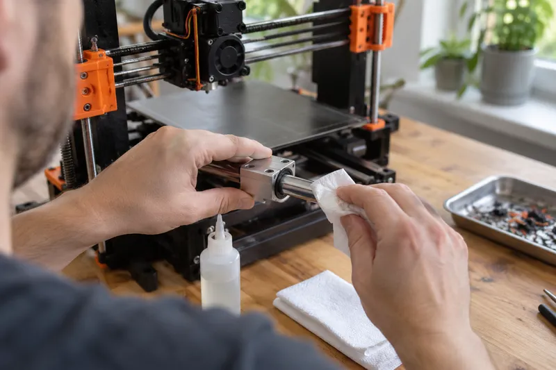 Ocelová vodicí tyč mechaniky 3D tiskárny s nasazeným lineárním ložiskem